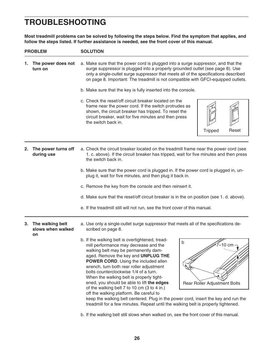 Troubleshooting | Reebok Fitness 3500C RBTL09104C.0 User Manual | Page 26 / 34