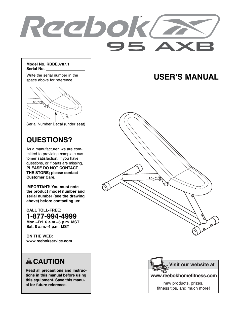 Reebok Fitness weight bench RBBE0787.1 User Manual | 16 pages