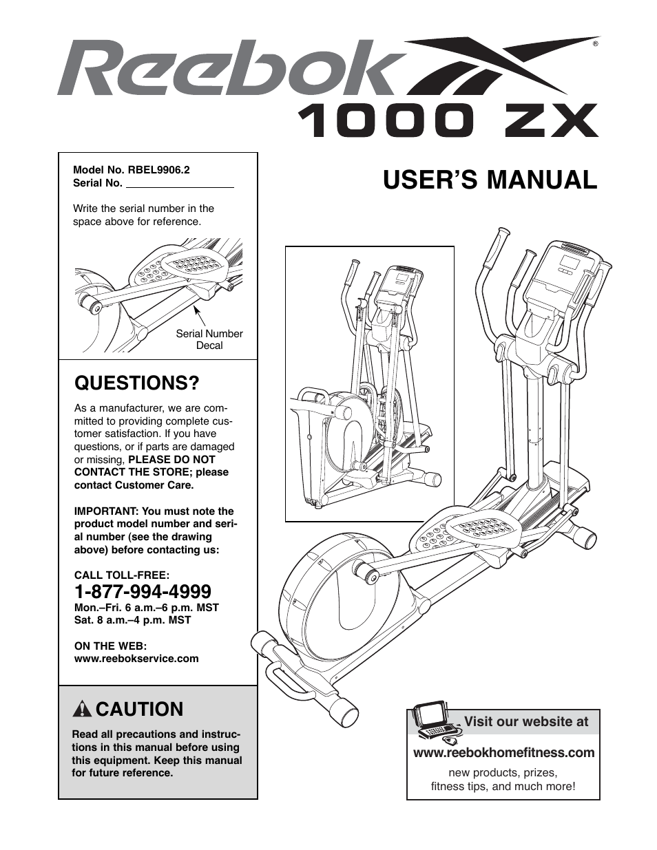 Reebok Fitness 1000 ZX RBEL9906.2 User Manual | 28 pages