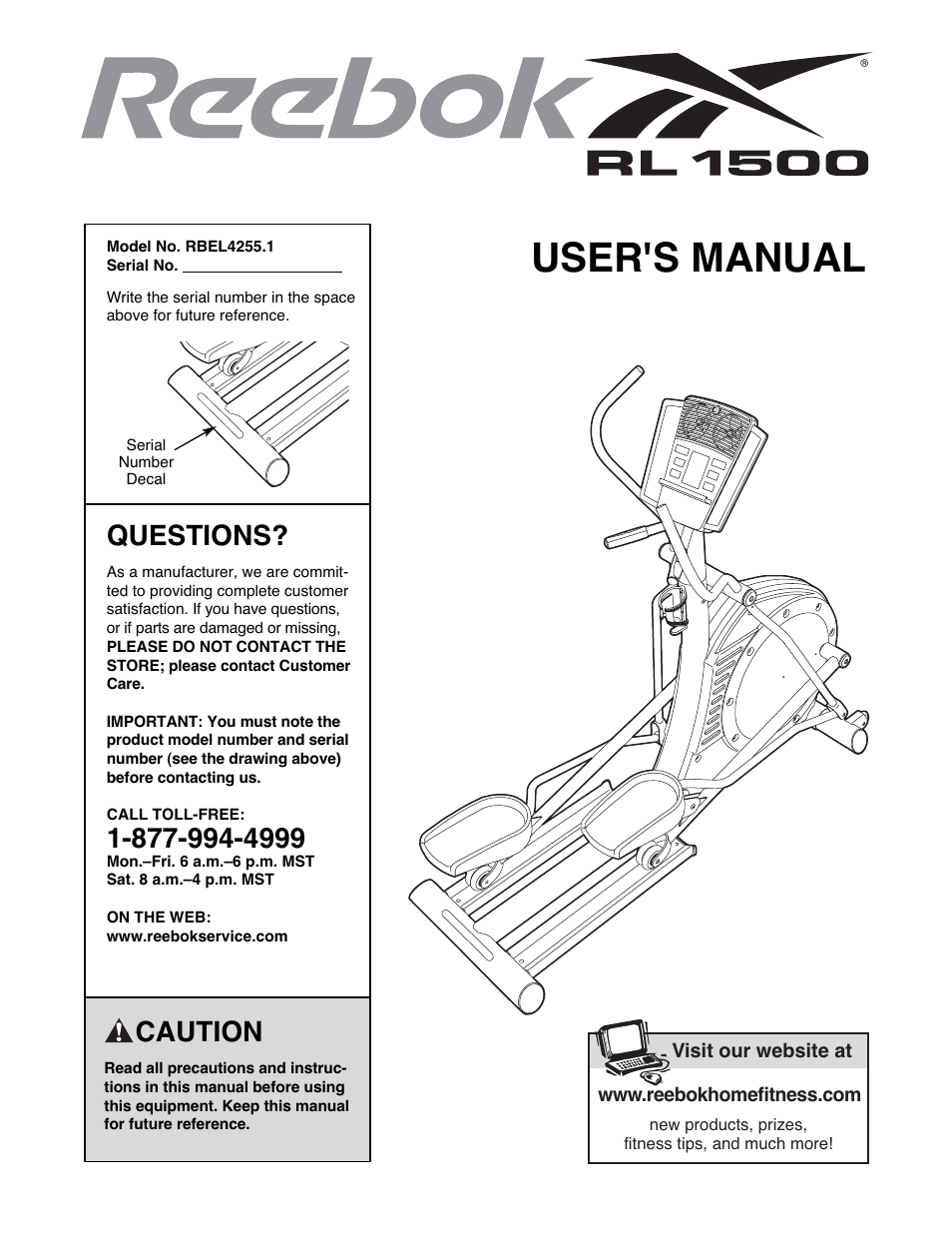 Reebok Fitness RL 1500 RBEL4255.1 User Manual | 28 pages