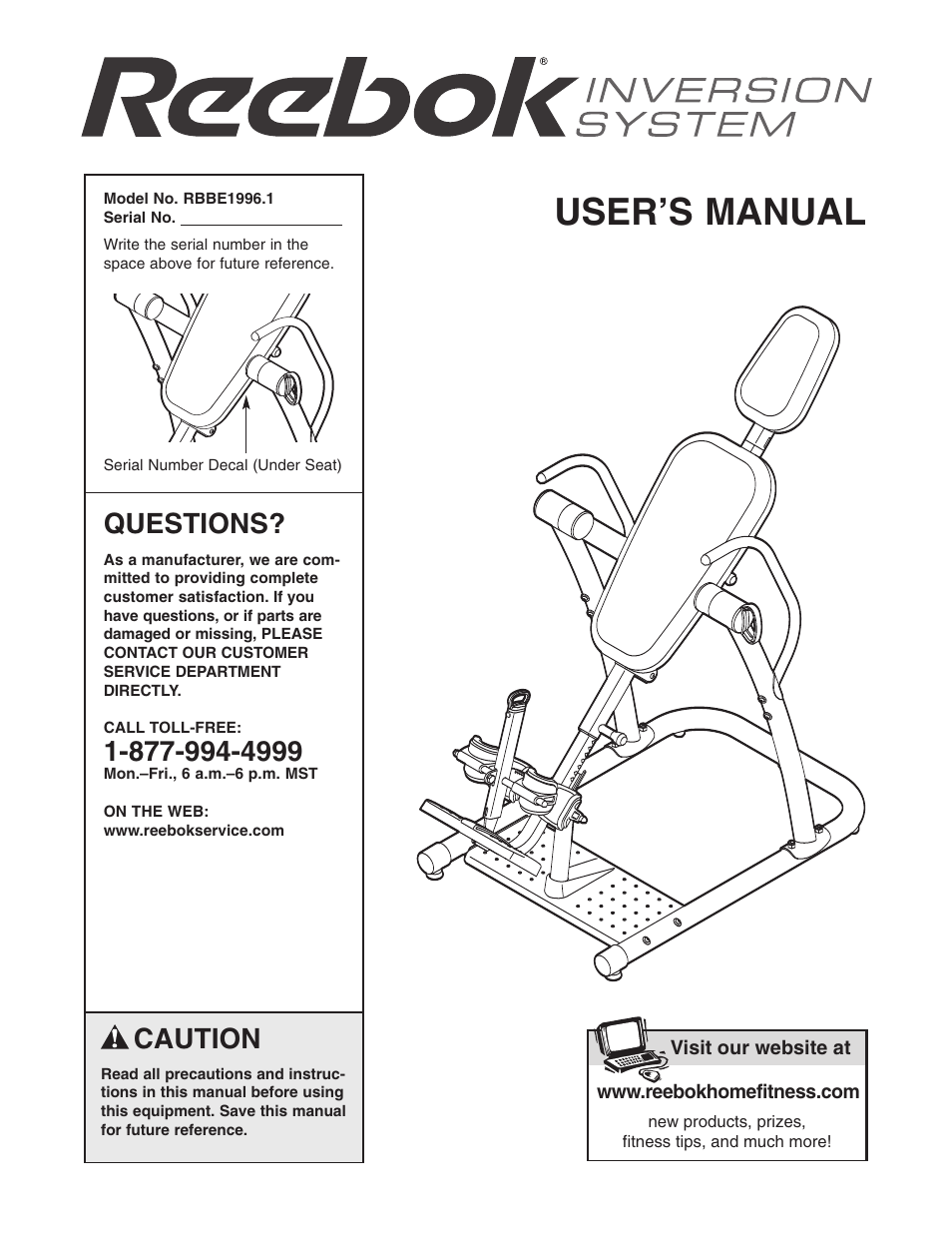 Reebok Fitness inversion table RBBE1996.1 User Manual | 20 pages