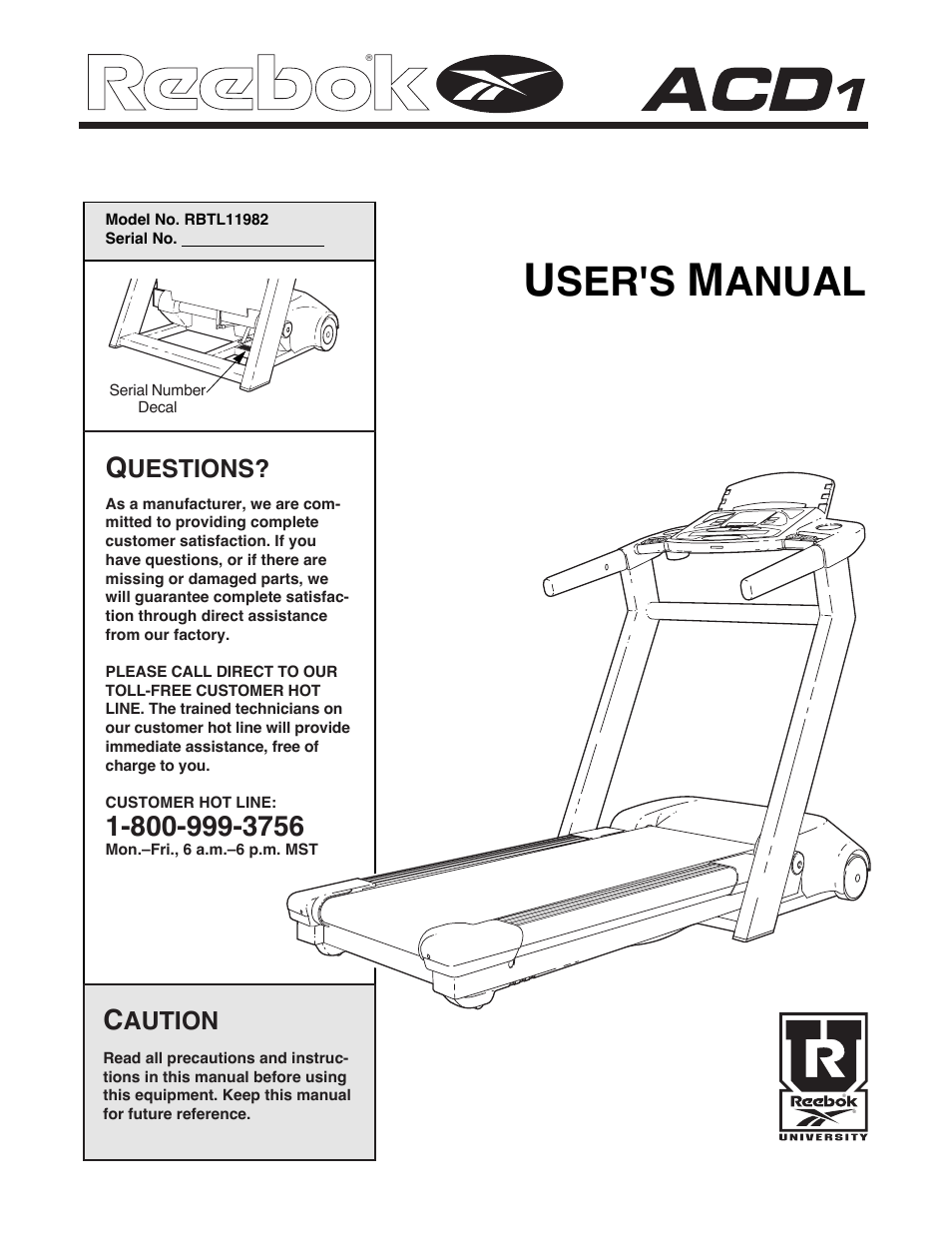 Reebok Fitness ACD 1 RBTL11982 User Manual | 26 pages