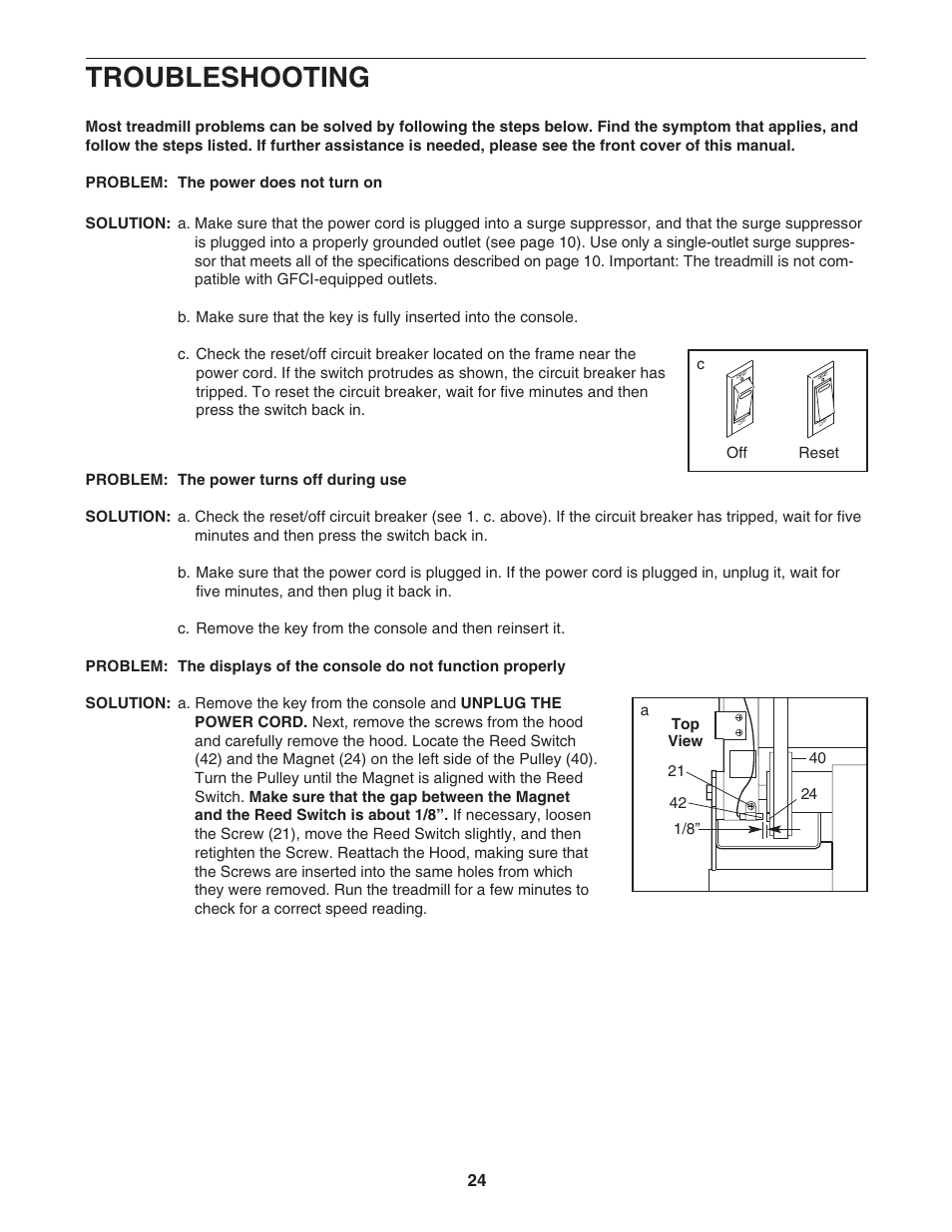 Troubleshooting | Reebok Fitness RBTL19605.0 User Manual | Page 24 / 30