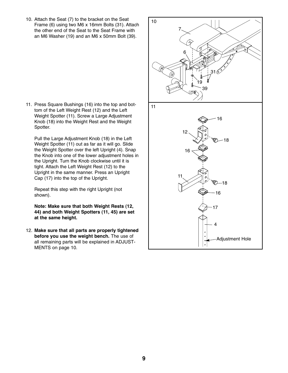 Reebok Fitness weight bench RBBE14210 User Manual | Page 9 / 16