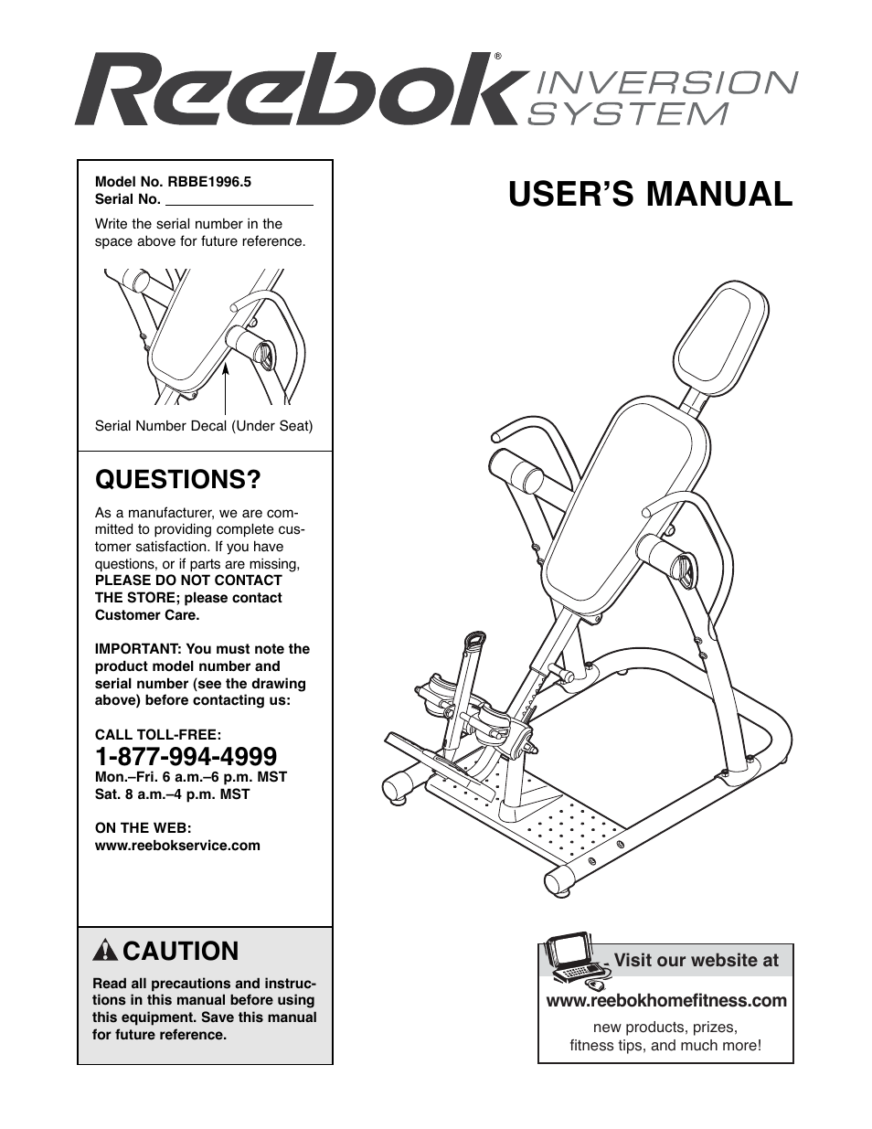 Reebok Fitness RBBE1996.5 User Manual | 20 pages