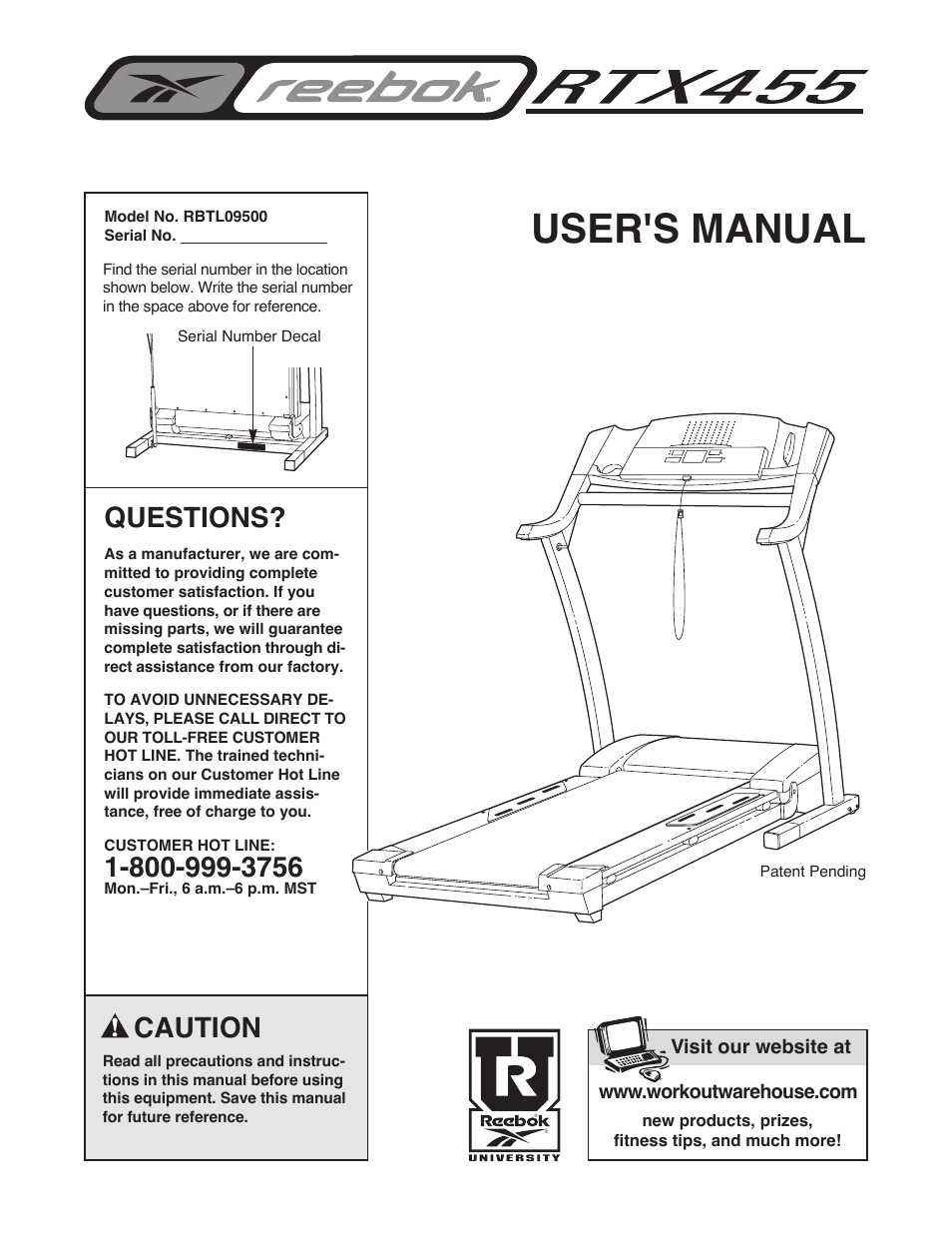 Reebok Fitness RTX455 RBTL09500 User Manual | 34 pages