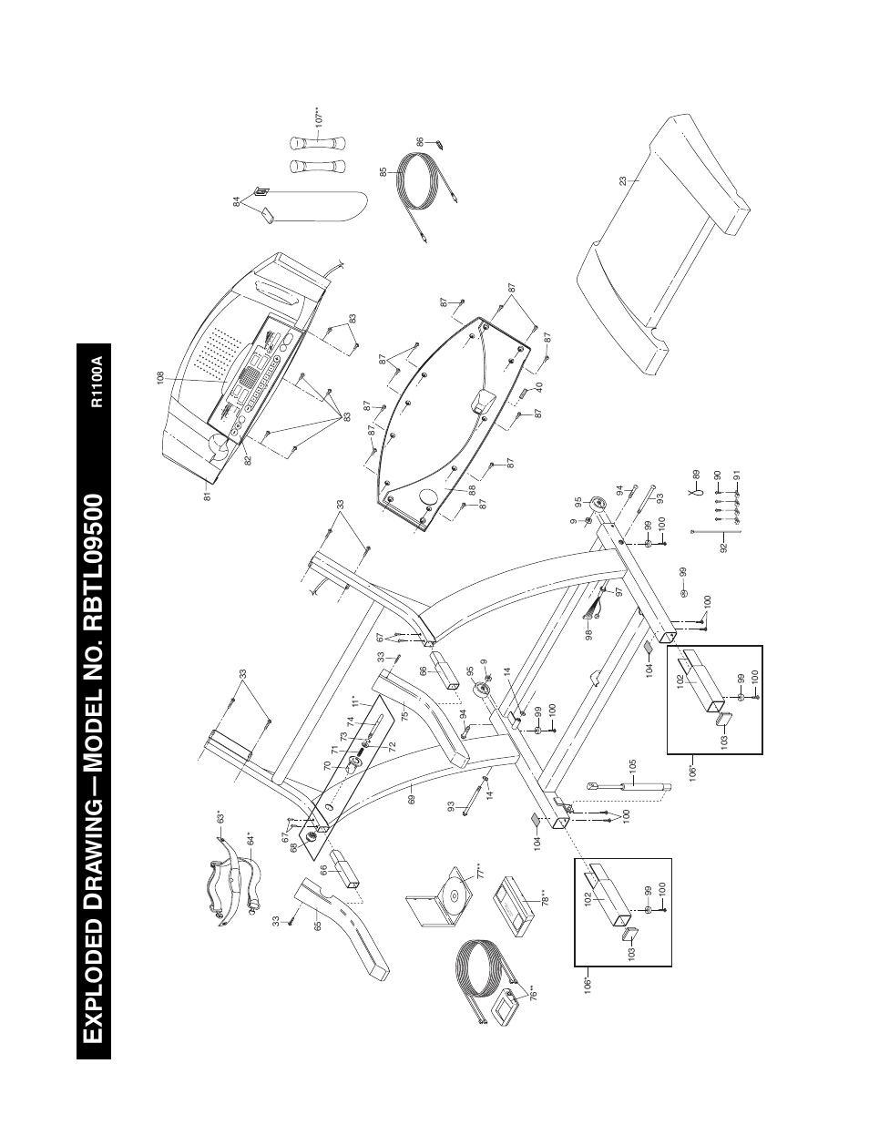 Xploded, Ra wing, Odel | R1100a | Reebok Fitness RTX455 RBTL09500 User Manual | Page 33 / 34