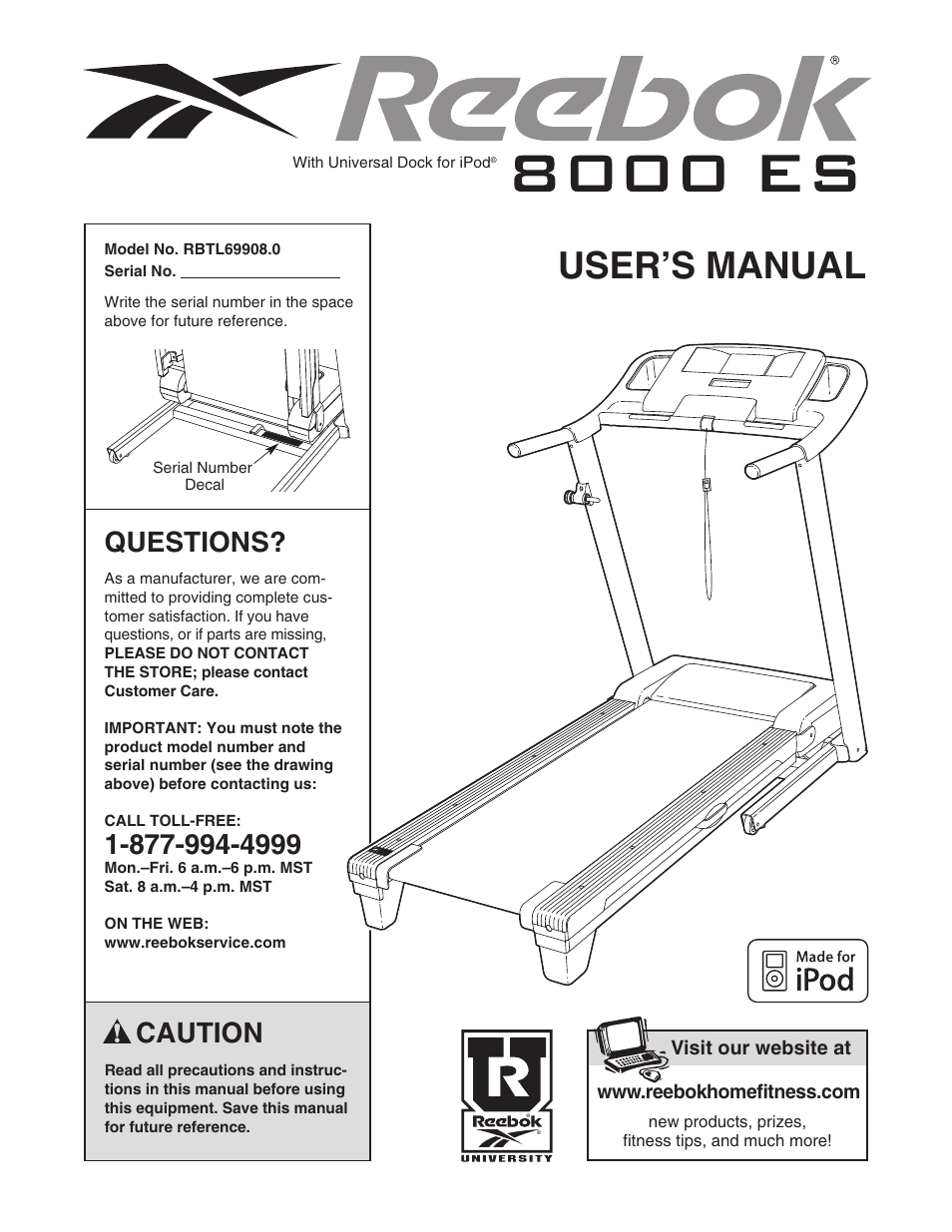 Reebok Fitness 8000 ES RBTL69908.0 User Manual | 36 pages