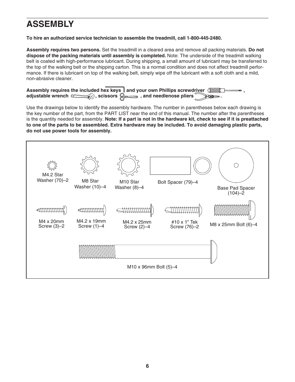 Assembly | Reebok Fitness 8000 ES RBTL69908.0 User Manual | Page 6 / 36