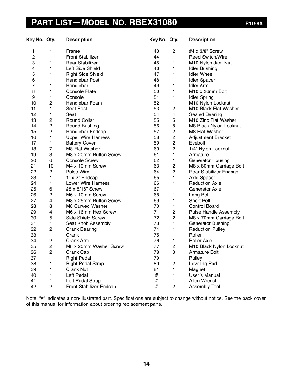 Odel | Reebok Fitness CYC4 User Manual | Page 14 / 16