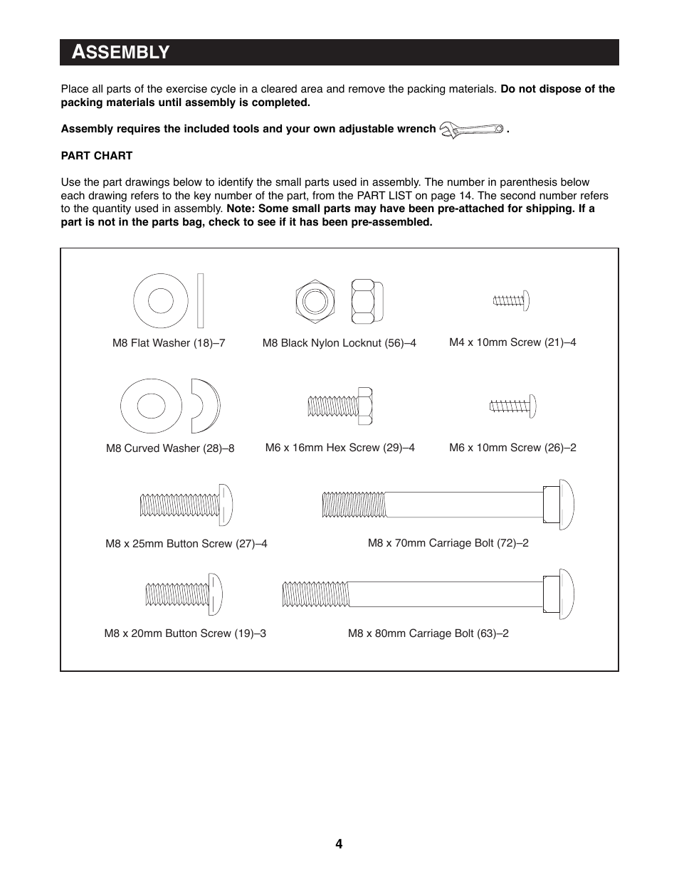 Ssembly | Reebok Fitness CYC4 User Manual | Page 4 / 16