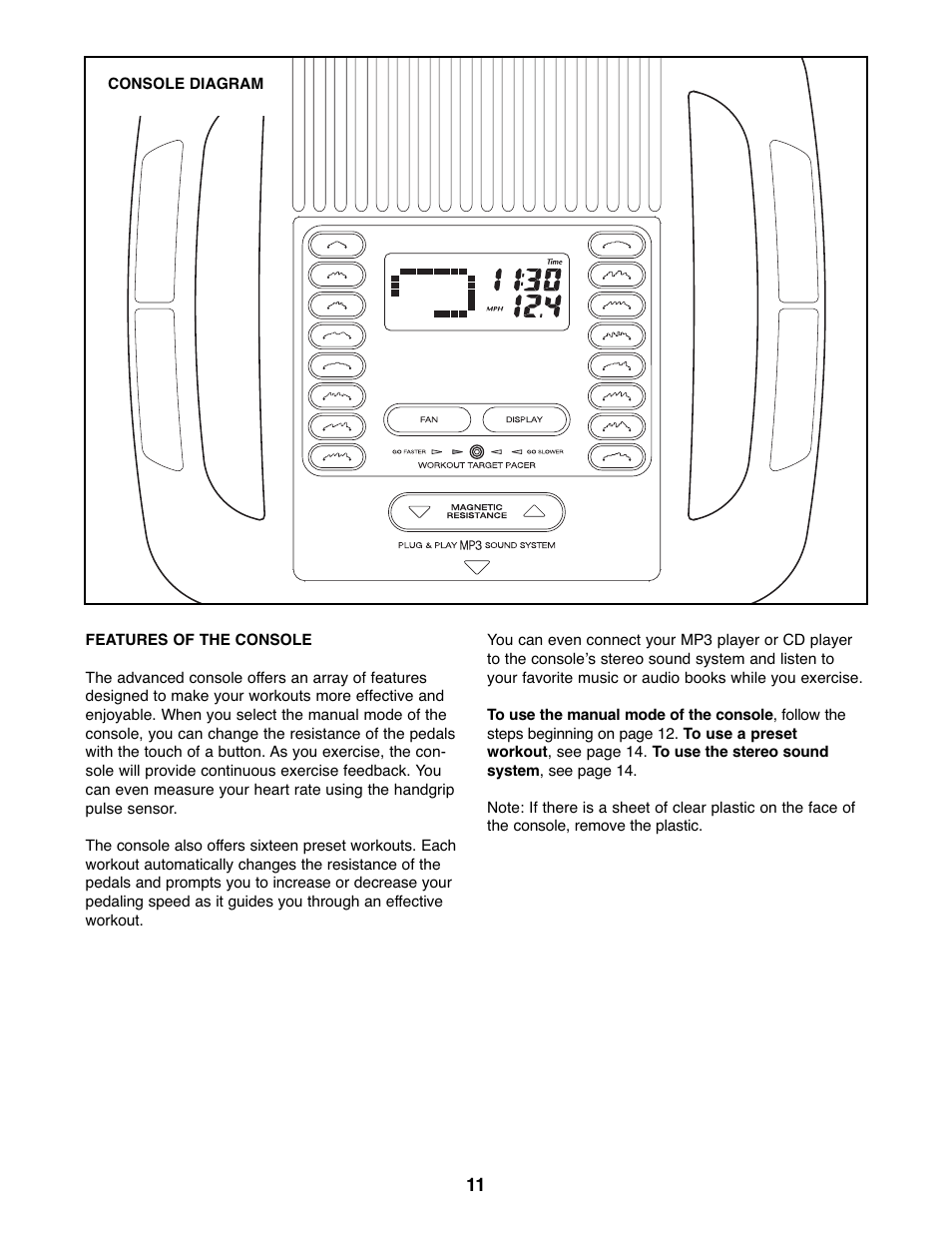 Reebok Fitness 365 TR exercise cycle RBEX71507.0 User Manual | Page 11 / 20