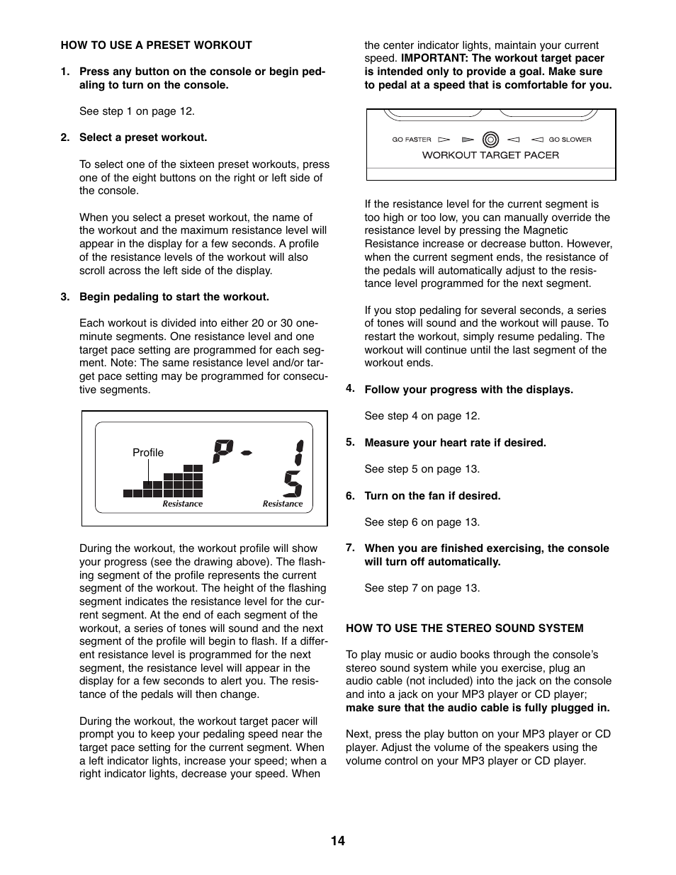 Reebok Fitness 365 TR exercise cycle RBEX71507.0 User Manual | Page 14 / 20