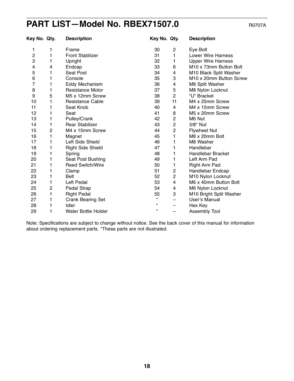 Reebok Fitness 365 TR exercise cycle RBEX71507.0 User Manual | Page 18 / 20