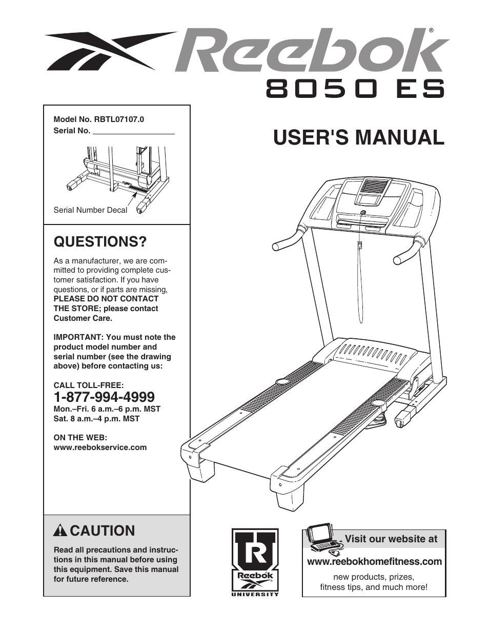 Reebok Fitness 8050 ES RBTL07107.0 User Manual | 32 pages