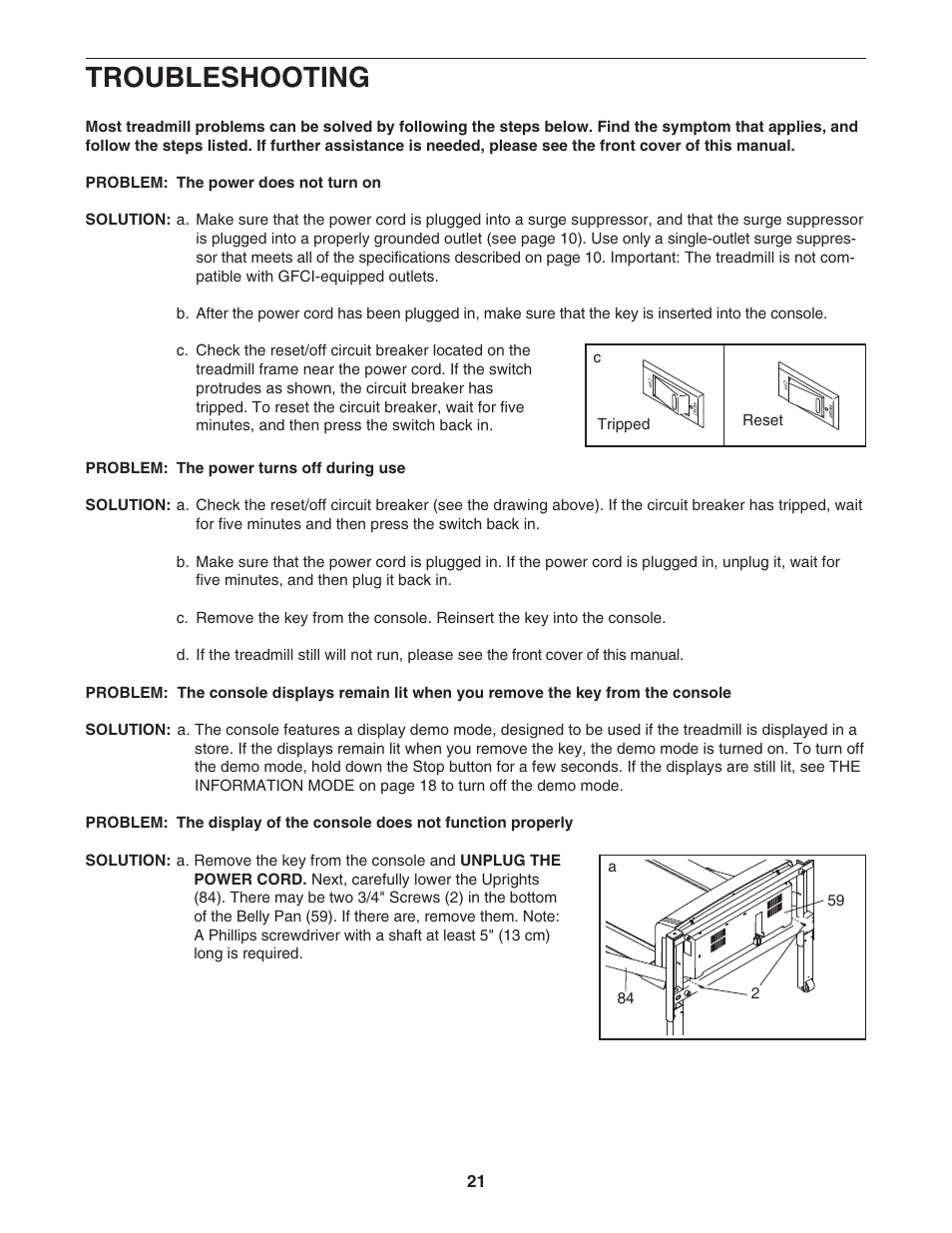 Troubleshooting | Reebok Fitness 8050 ES RBTL07107.0 User Manual | Page 21 / 32