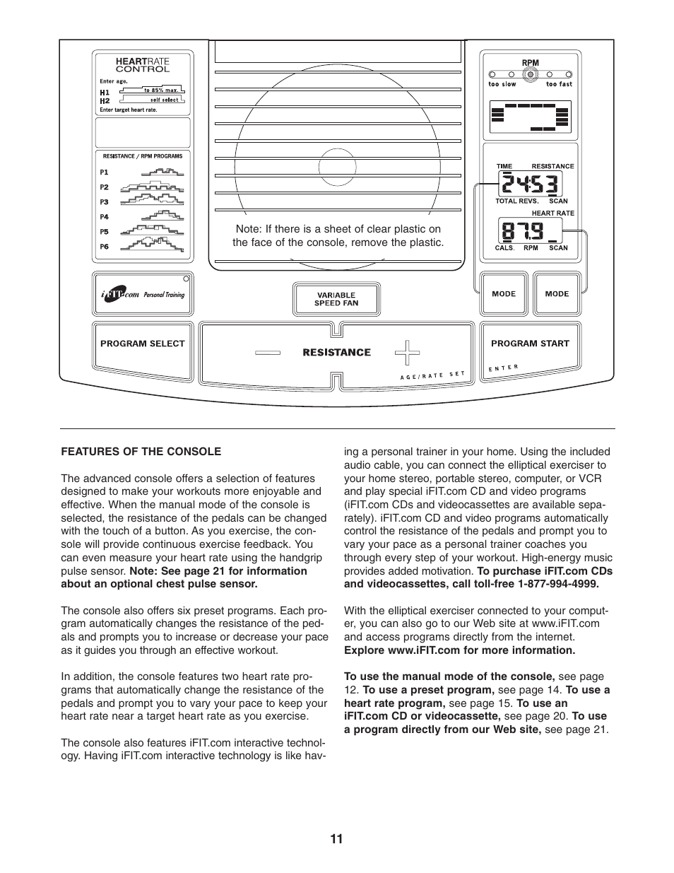 Reebok Fitness elliptical exerciser RBEL59040 User Manual | Page 11 / 28