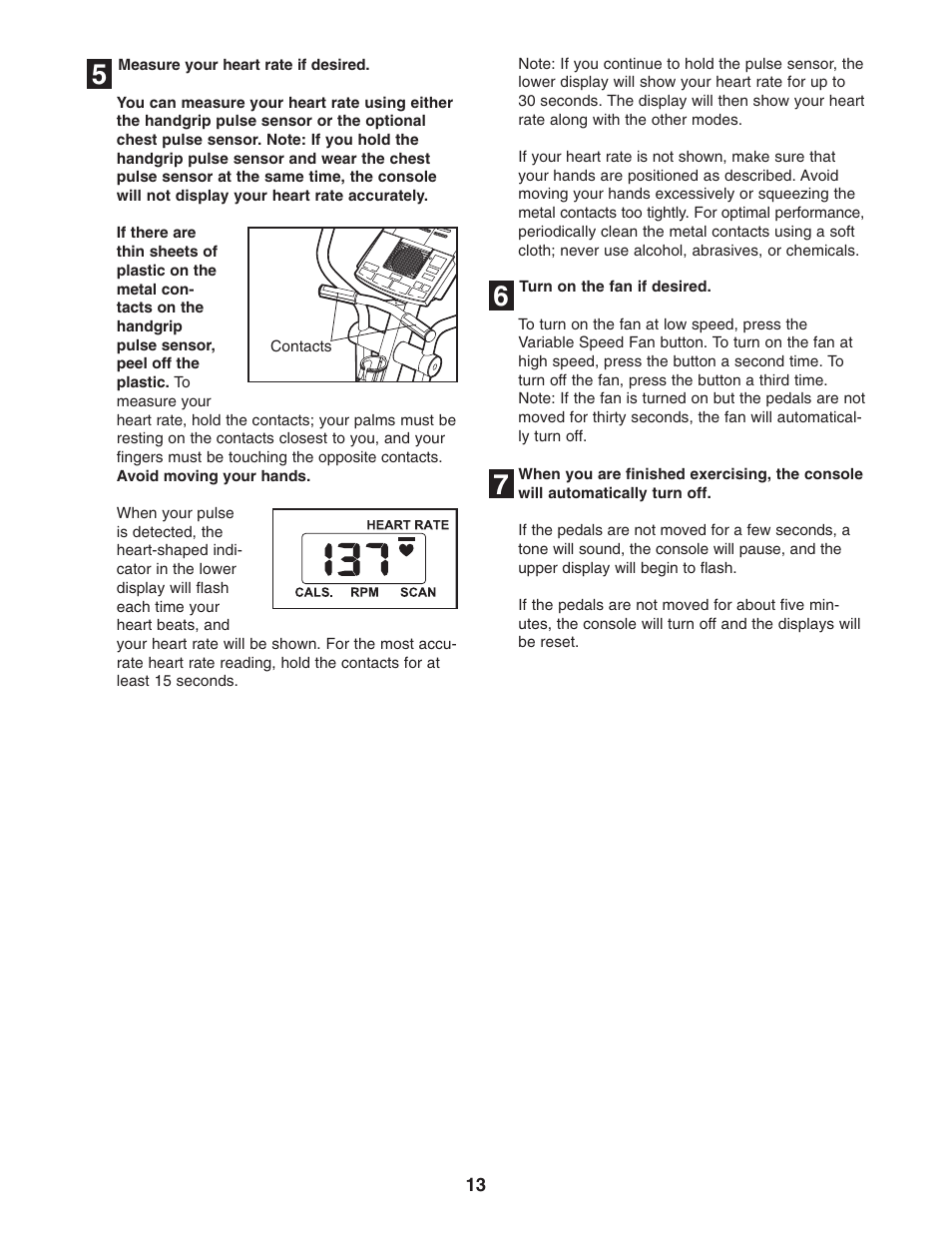 Reebok Fitness elliptical exerciser RBEL59040 User Manual | Page 13 / 28
