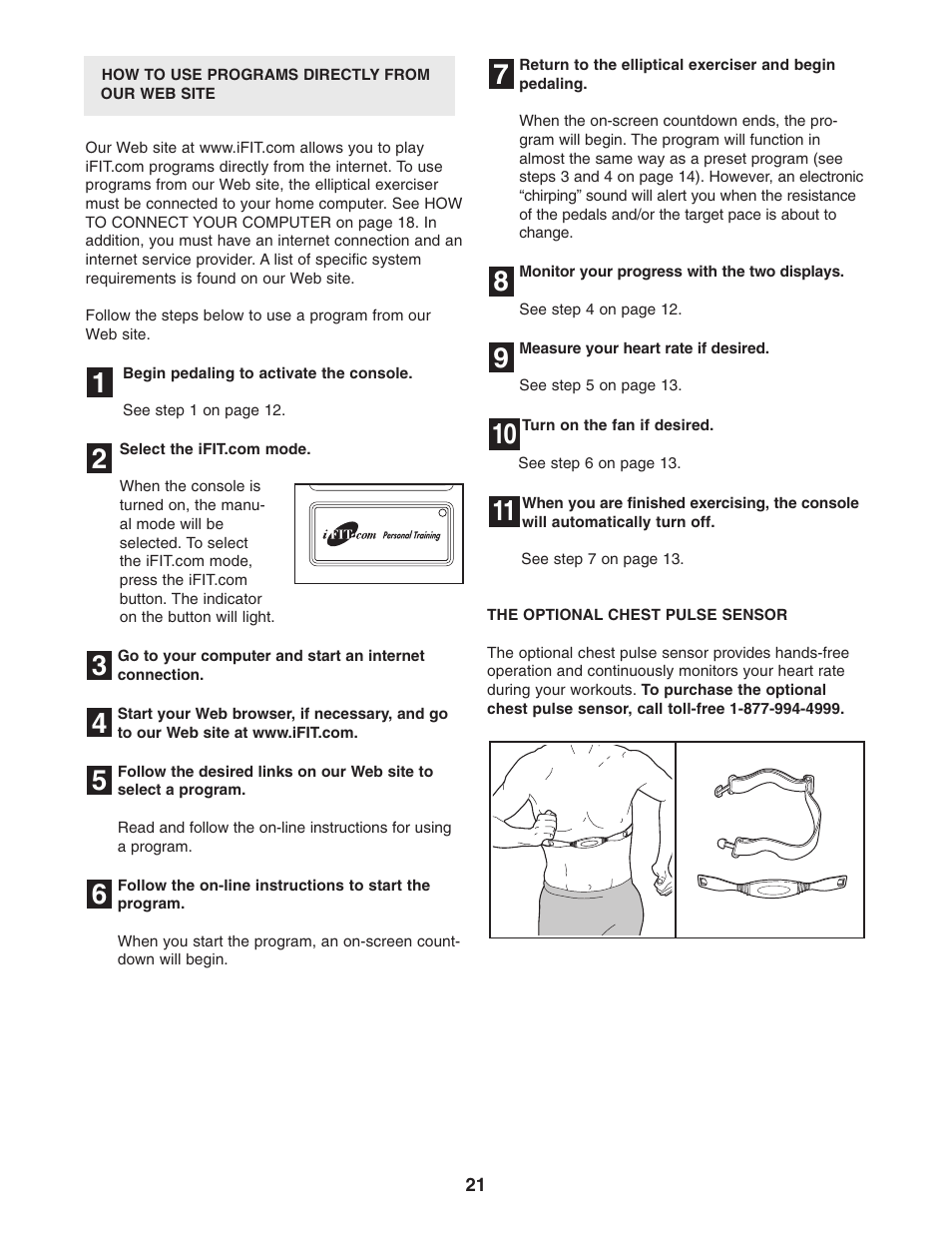 Reebok Fitness elliptical exerciser RBEL59040 User Manual | Page 21 / 28