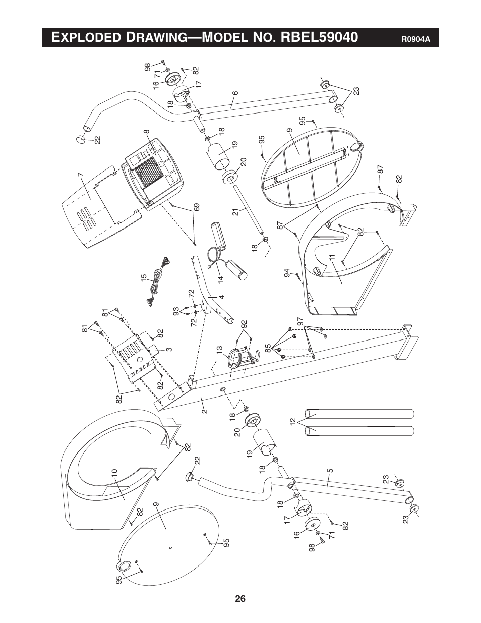 Xploded, Rawing, Odel | Reebok Fitness elliptical exerciser RBEL59040 User Manual | Page 26 / 28