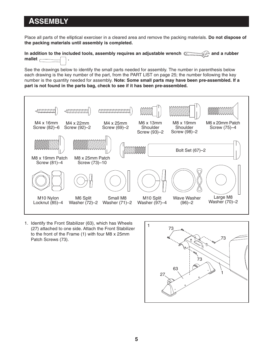 Ssembly | Reebok Fitness elliptical exerciser RBEL59040 User Manual | Page 5 / 28