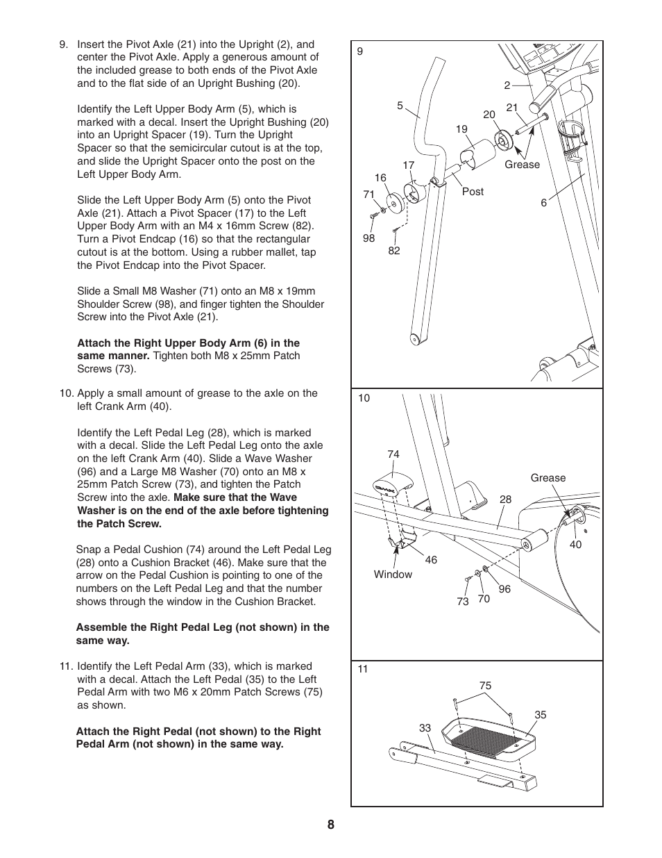 Reebok Fitness elliptical exerciser RBEL59040 User Manual | Page 8 / 28