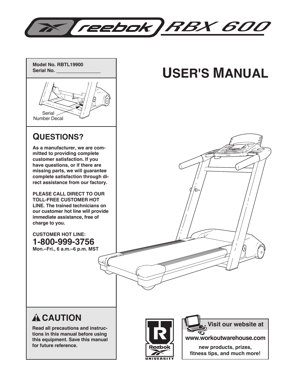 Reebok Fitness RBTL19900 User Manual | 38 pages