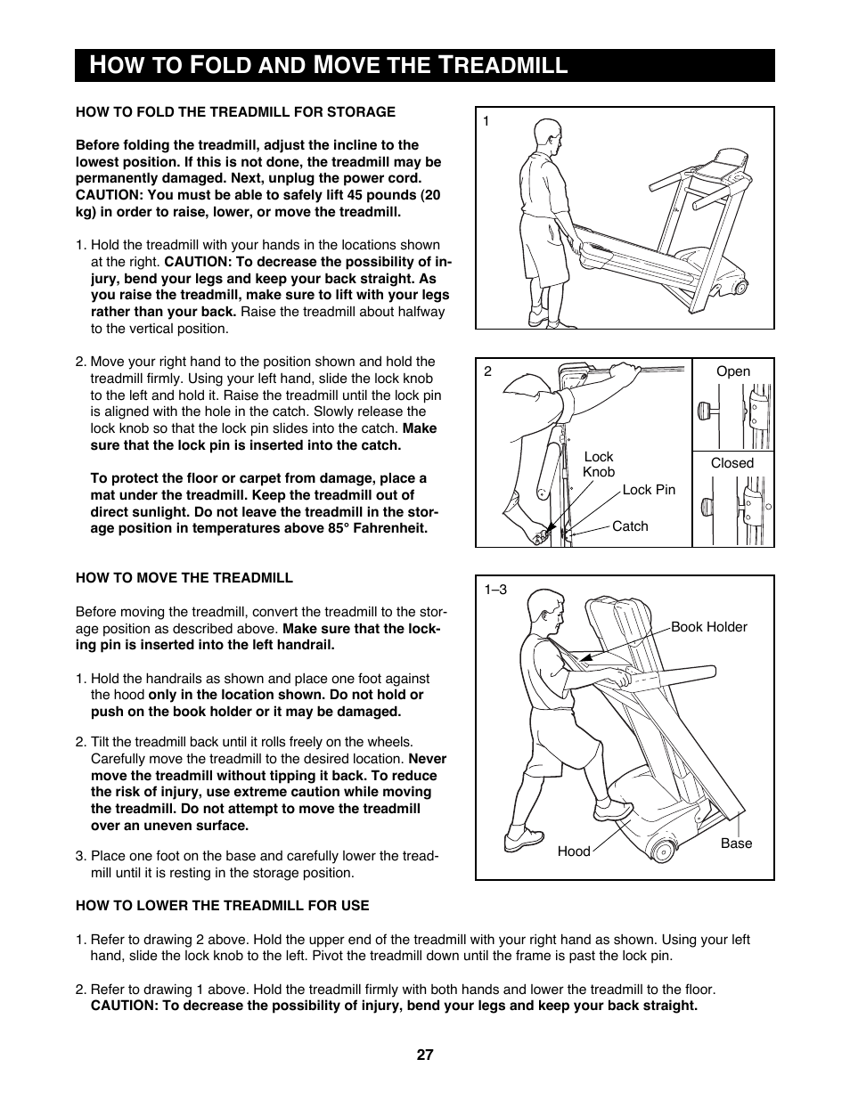 Ow to, Old and, Ove the | Readmill | Reebok Fitness RBTL19900 User Manual | Page 27 / 38