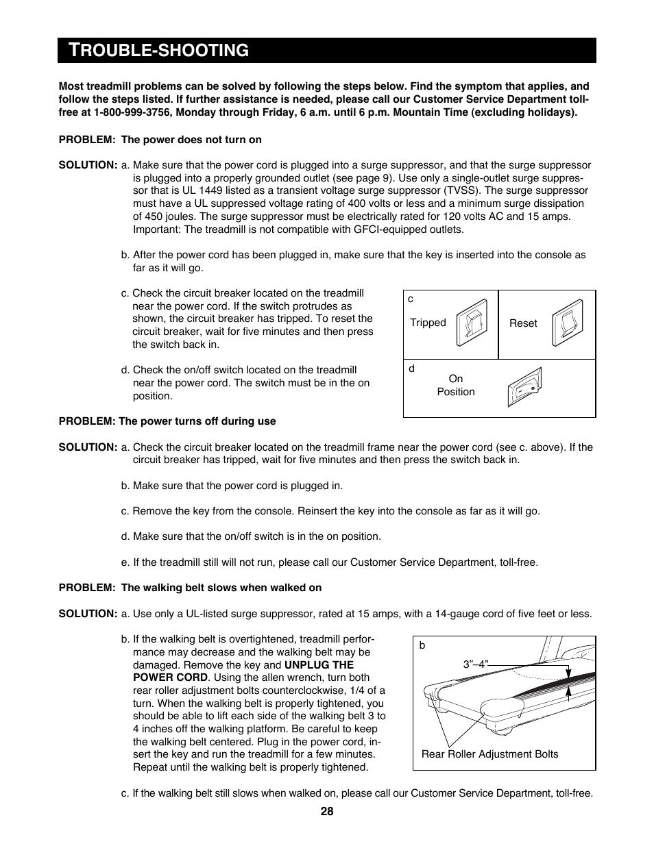 Rouble-shooting | Reebok Fitness RBTL19900 User Manual | Page 28 / 38