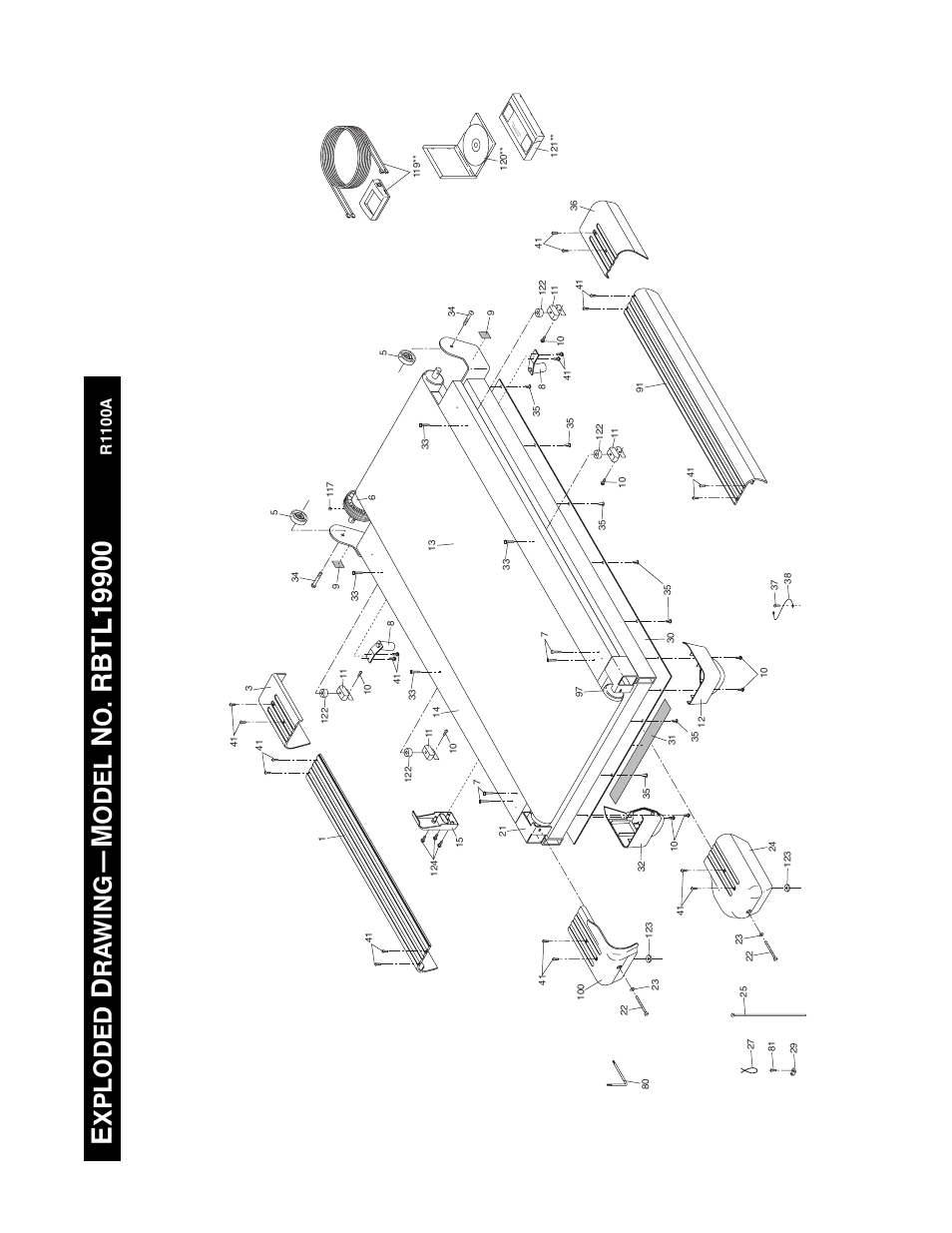 Xploded, Ra wing, Odel | R1100a | Reebok Fitness RBTL19900 User Manual | Page 36 / 38