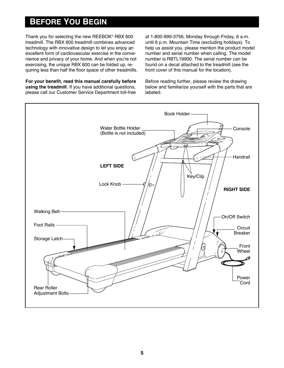 Efore, Egin | Reebok Fitness RBTL19900 User Manual | Page 5 / 38