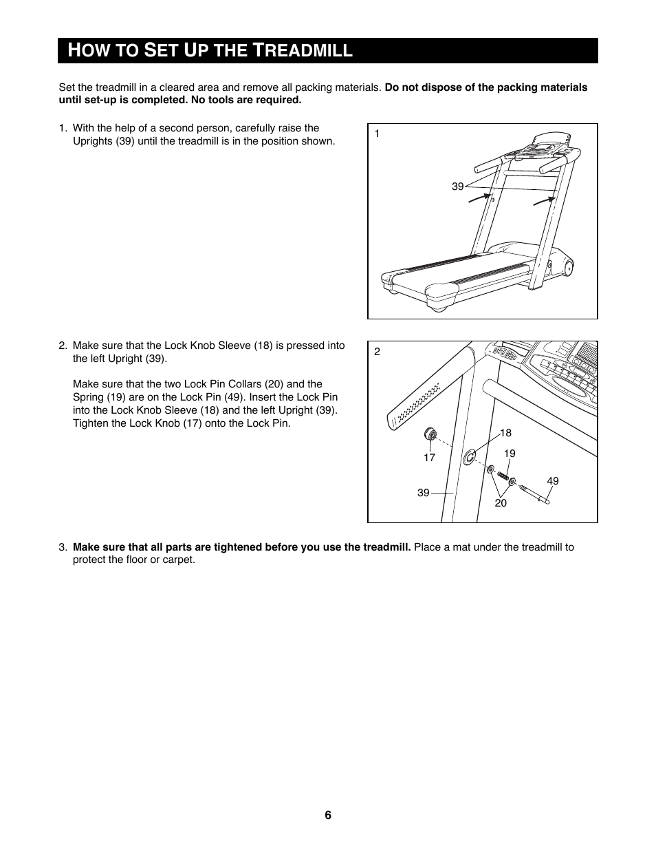 Ow to, P the, Readmill | Reebok Fitness RBTL19900 User Manual | Page 6 / 38