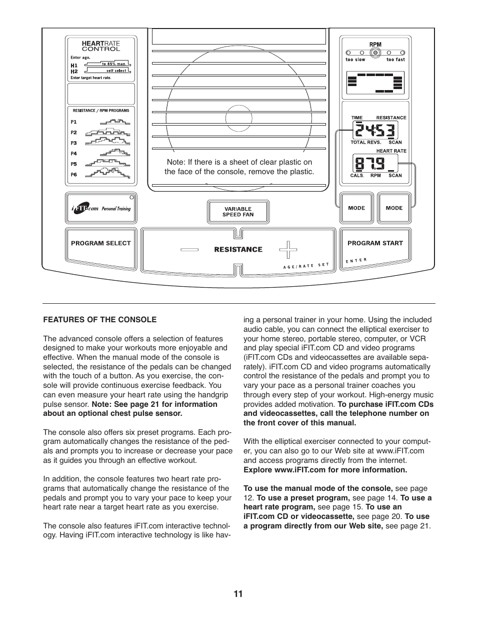 Reebok Fitness RL 545 elliptical exerciser RBCCEL5906.0 User Manual | Page 11 / 28