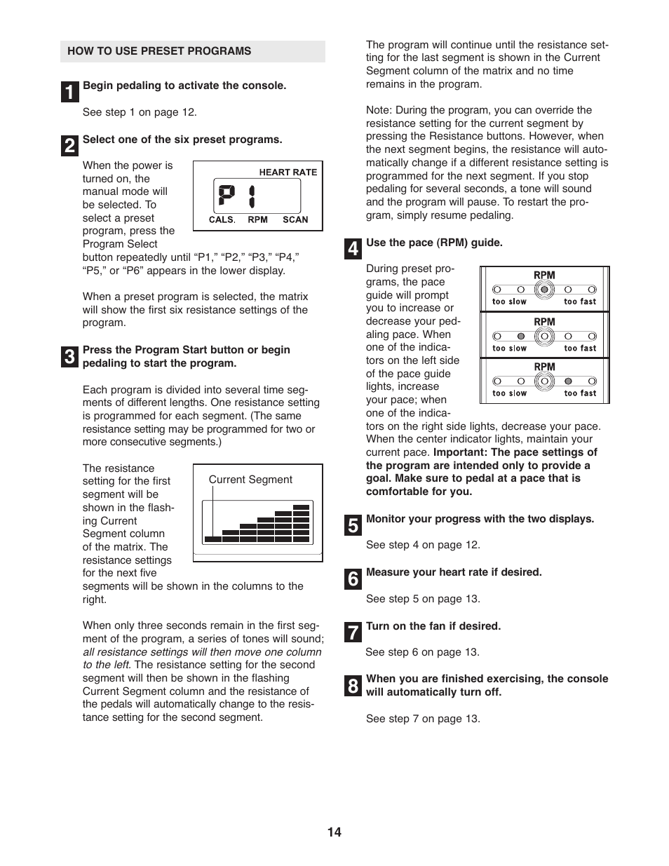 Reebok Fitness RL 545 elliptical exerciser RBCCEL5906.0 User Manual | Page 14 / 28