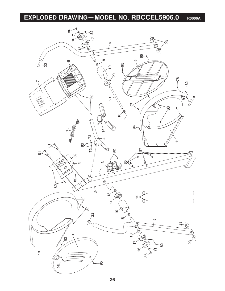 Xploded, Rawing, Odel | Reebok Fitness RL 545 elliptical exerciser RBCCEL5906.0 User Manual | Page 26 / 28