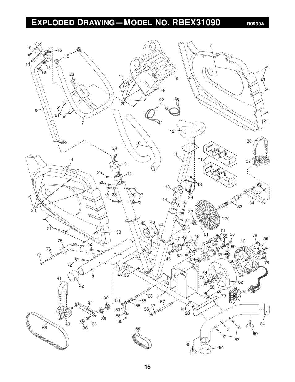 Xploded, Rawing, Odel | Reebok Fitness RBEX31090 User Manual | Page 15 / 16