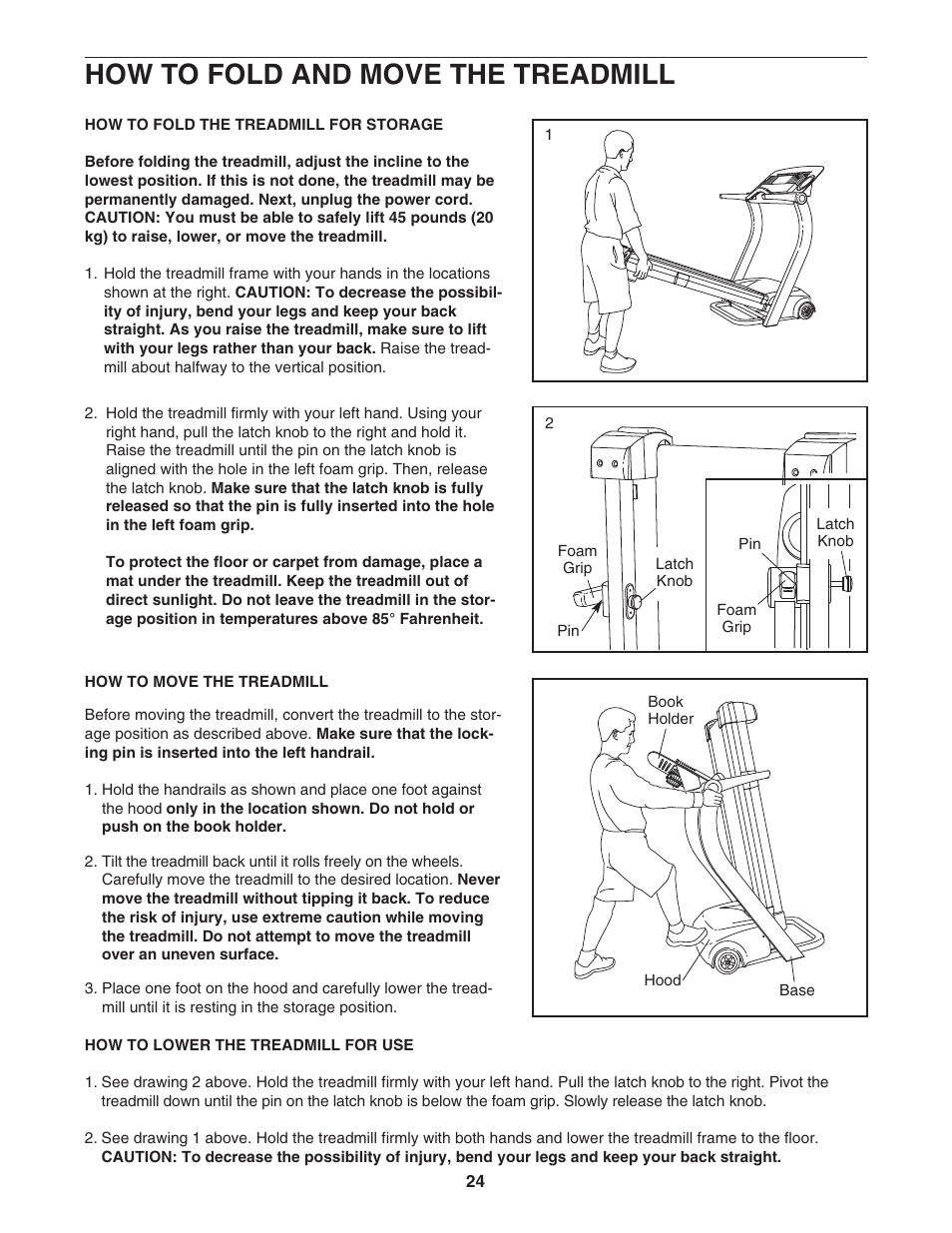 How to fold and move the treadmill | Reebok Fitness RBTL18921 User Manual | Page 24 / 34