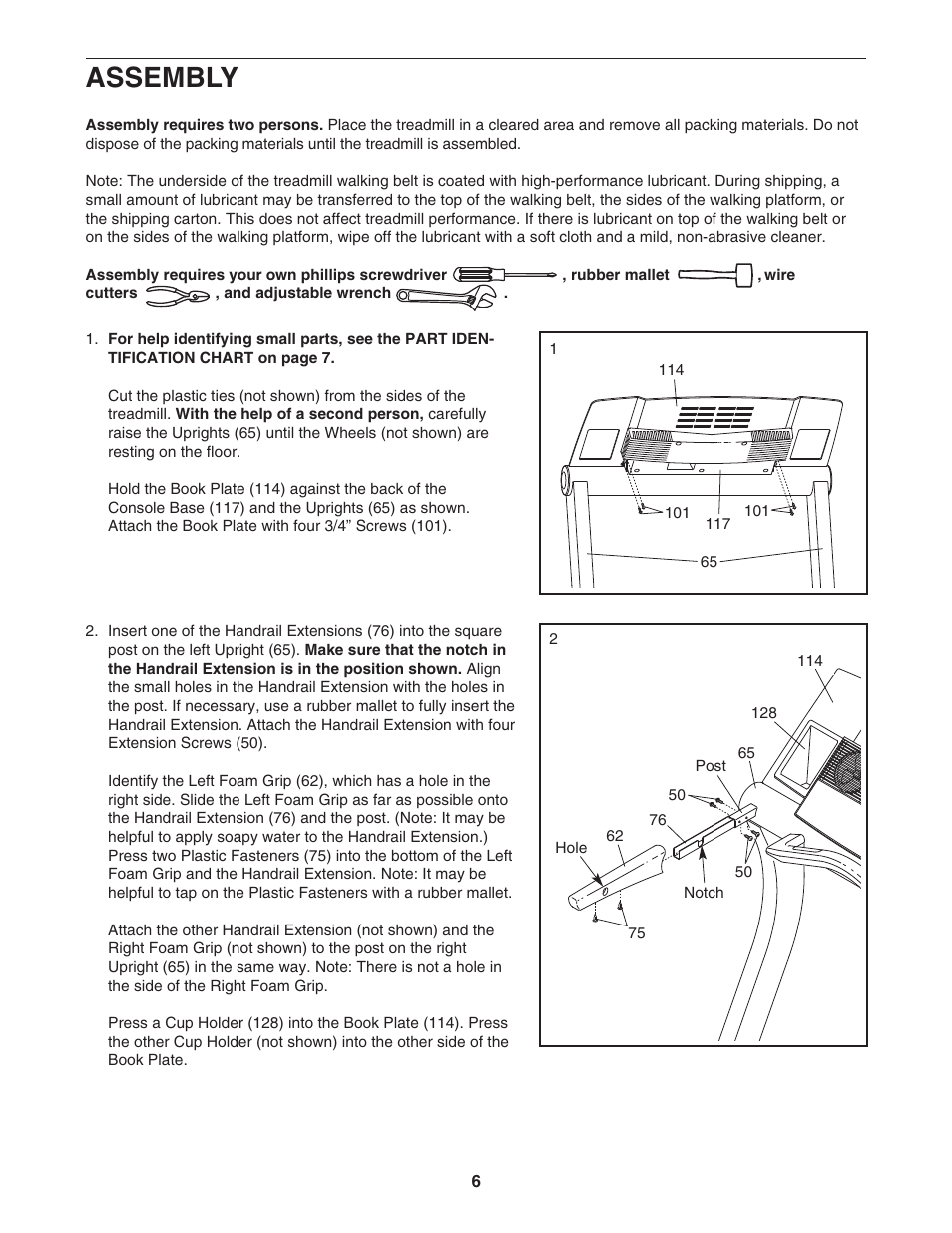 Assembly | Reebok Fitness RBTL18921 User Manual | Page 6 / 34