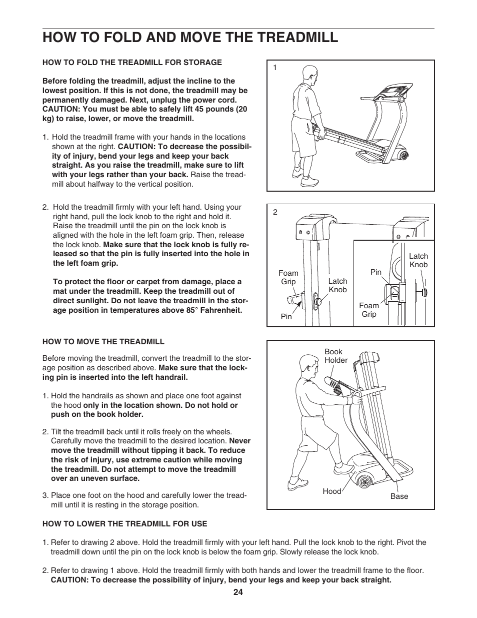 How to fold and move the treadmill | Reebok Fitness RX9200 RBTL22921 User Manual | Page 24 / 34