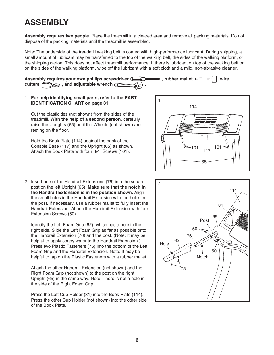 Assembly | Reebok Fitness RBTL12921 User Manual | Page 6 / 34