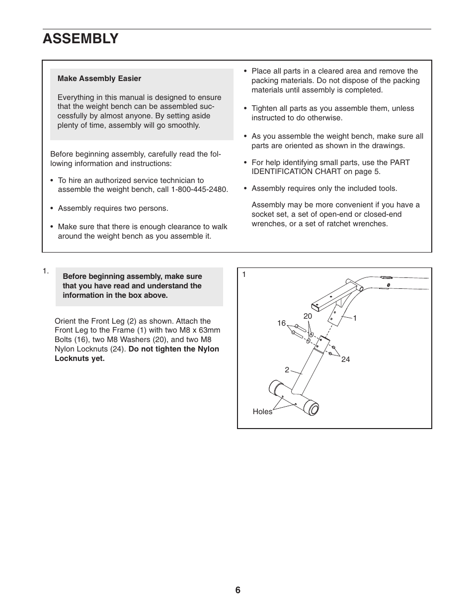 Assembly | Reebok Fitness weight bench RBBE0787.0 User Manual | Page 6 / 16