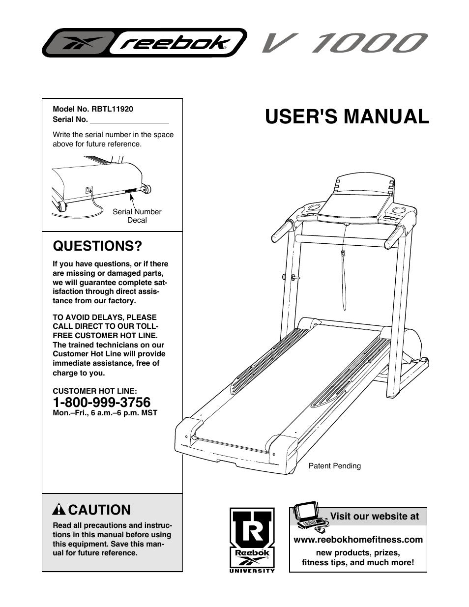 Reebok Fitness RBTL11920 User Manual | 34 pages