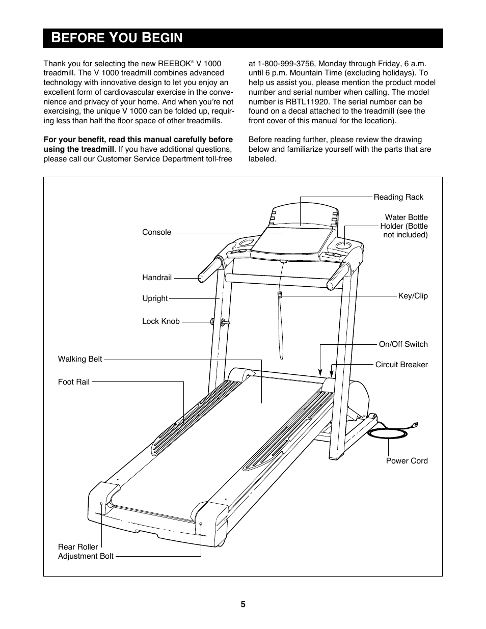 Efore, Egin | Reebok Fitness RBTL11920 User Manual | Page 5 / 34