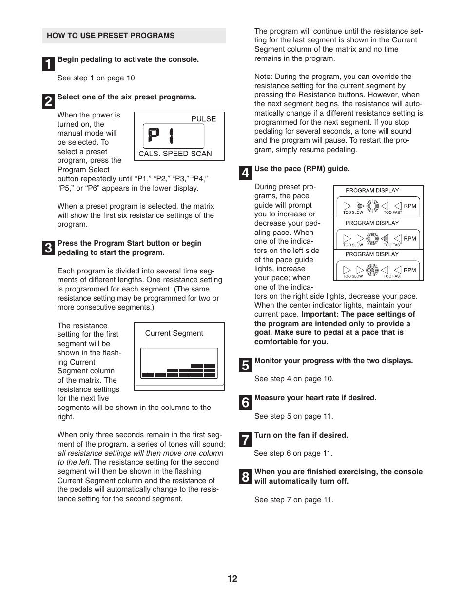 Reebok Fitness EXERCISE CYCLE RBEX49840 User Manual | Page 12 / 24