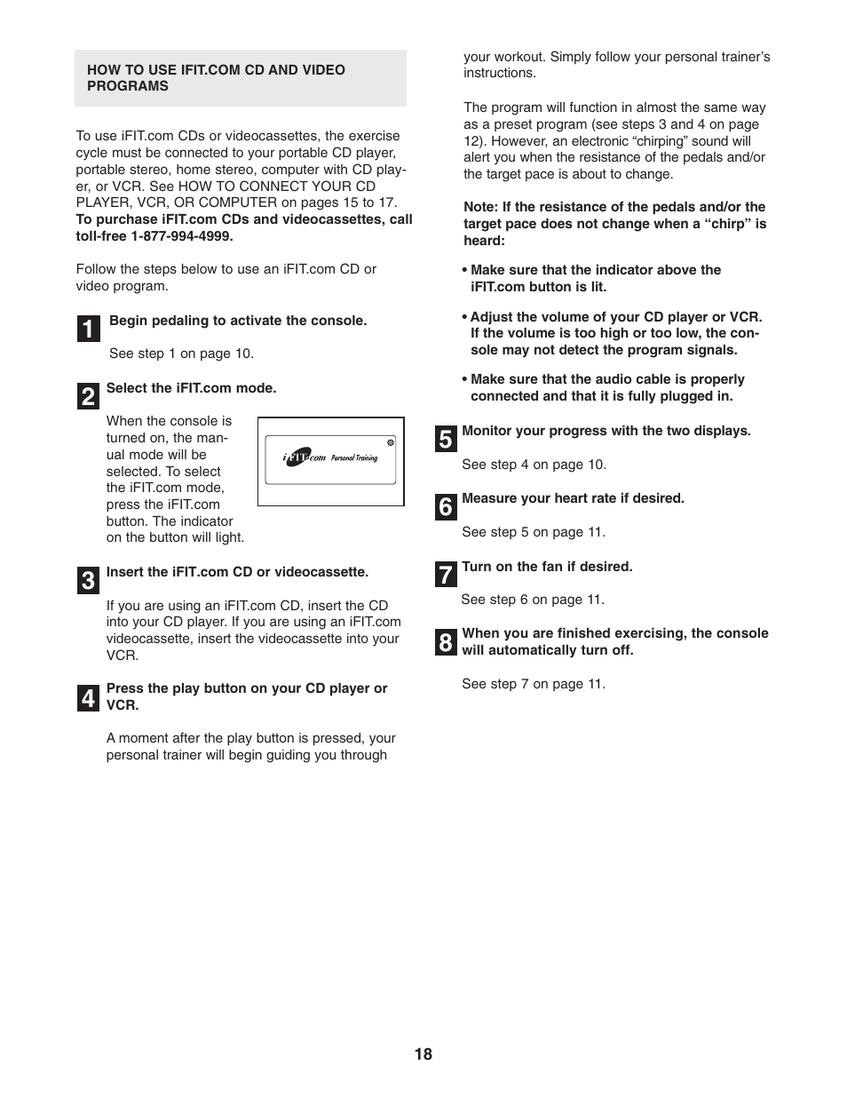 Reebok Fitness EXERCISE CYCLE RBEX49840 User Manual | Page 18 / 24