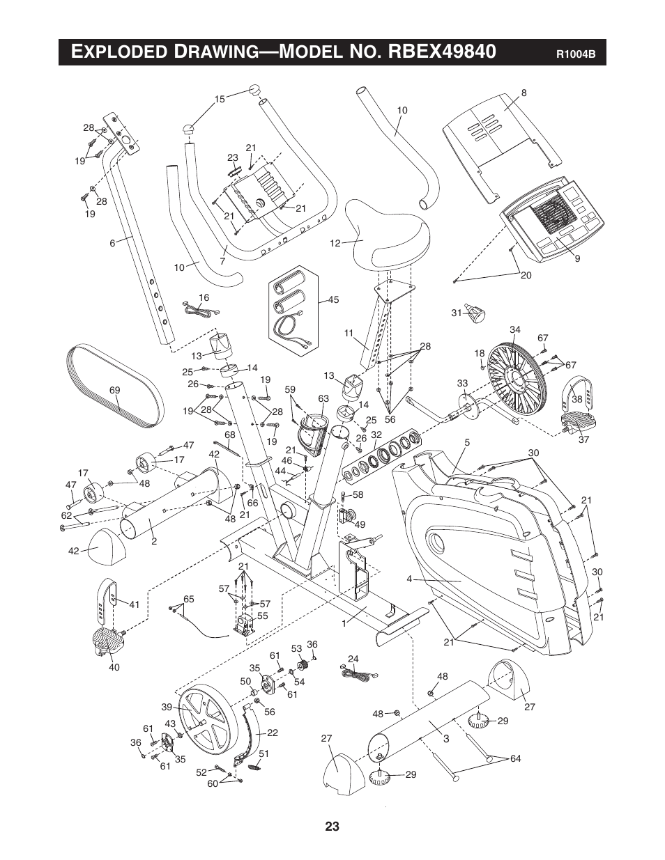 Xploded, Rawing, Odel | Reebok Fitness EXERCISE CYCLE RBEX49840 User Manual | Page 23 / 24