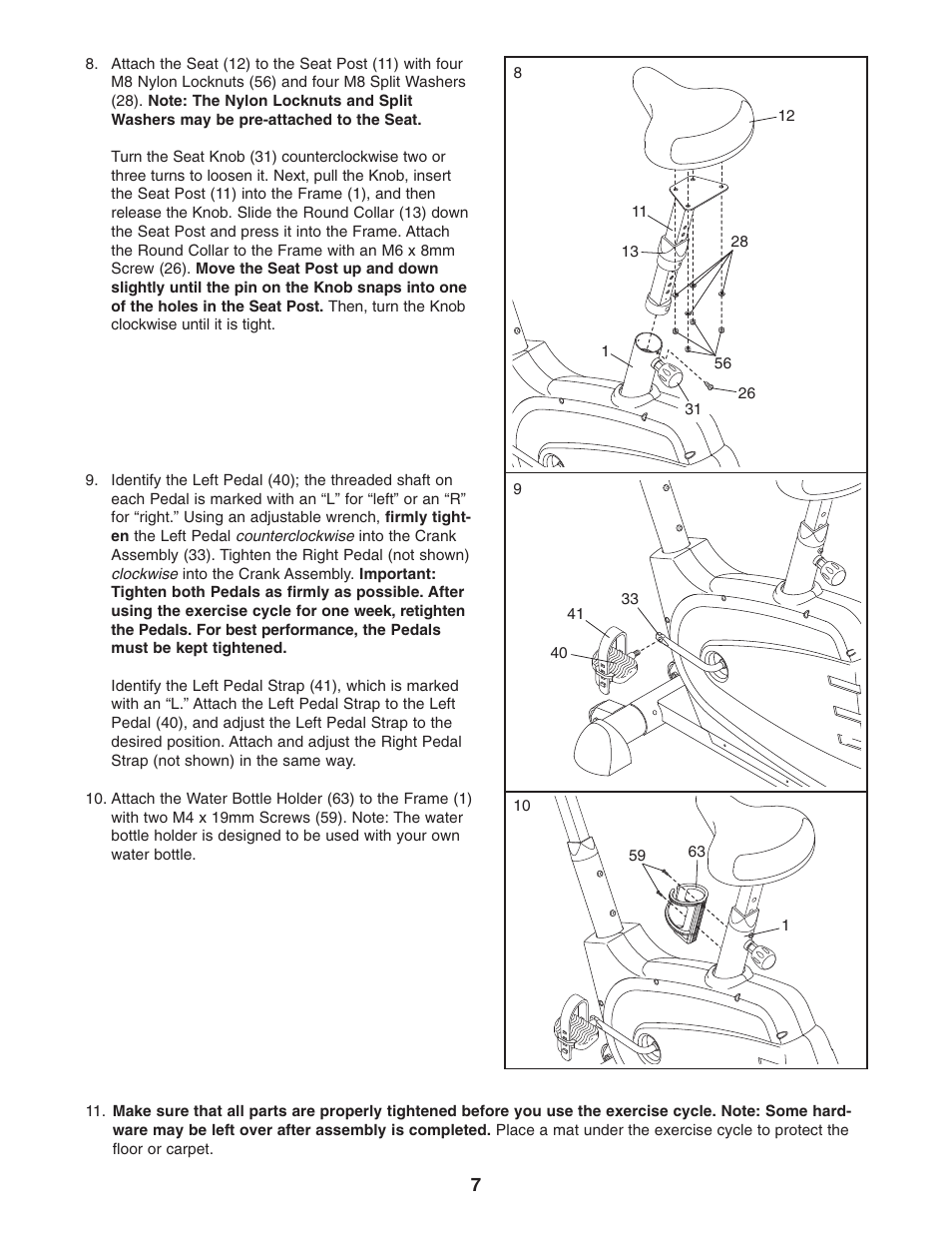 Reebok Fitness EXERCISE CYCLE RBEX49840 User Manual | Page 7 / 24