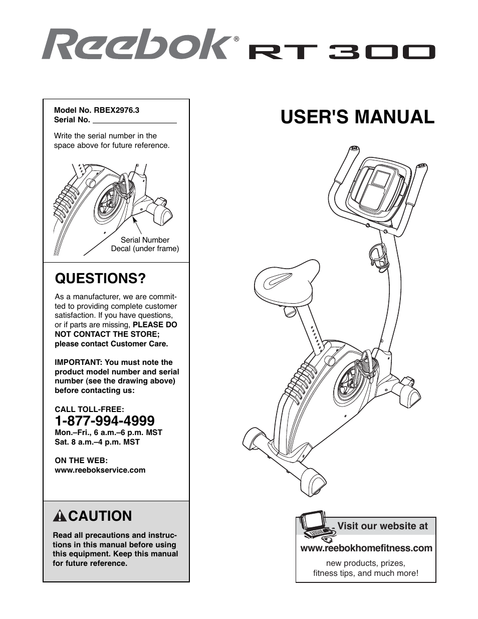 Reebok Fitness RT300 RBEX2976.3 User Manual | 24 pages