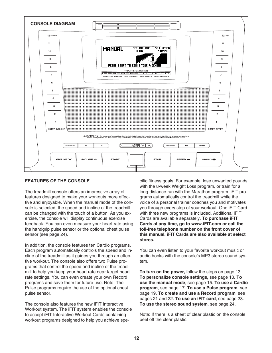 Reebok Fitness 8600 ES treadmill RBTL09506.0 User Manual | Page 12 / 36