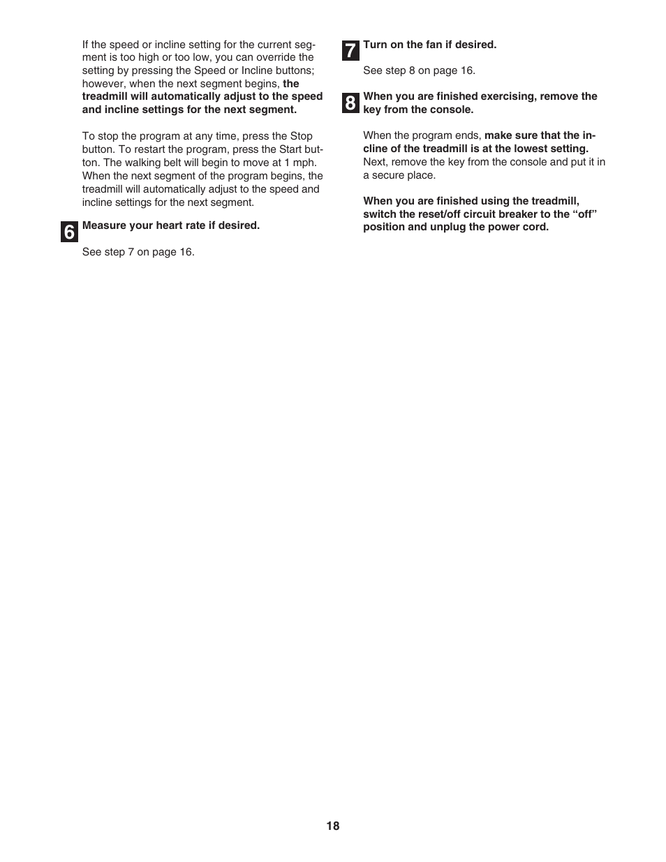 Reebok Fitness 8600 ES treadmill RBTL09506.0 User Manual | Page 18 / 36